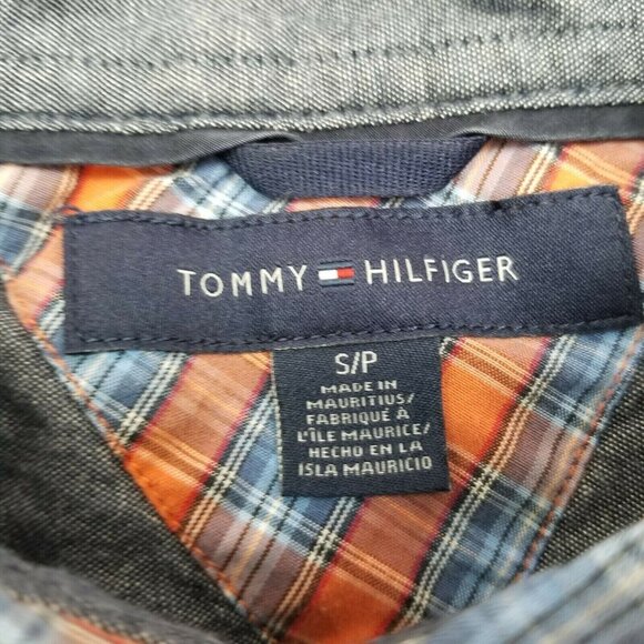 Tommy Hilfiger Long-Sleeve Button Down Shirt Color: Orange & Blue Size Small - Picture 2 of 9